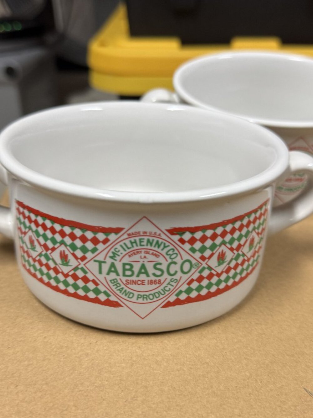Set of 4 Houston Harvest White Tobasco bowls with handles